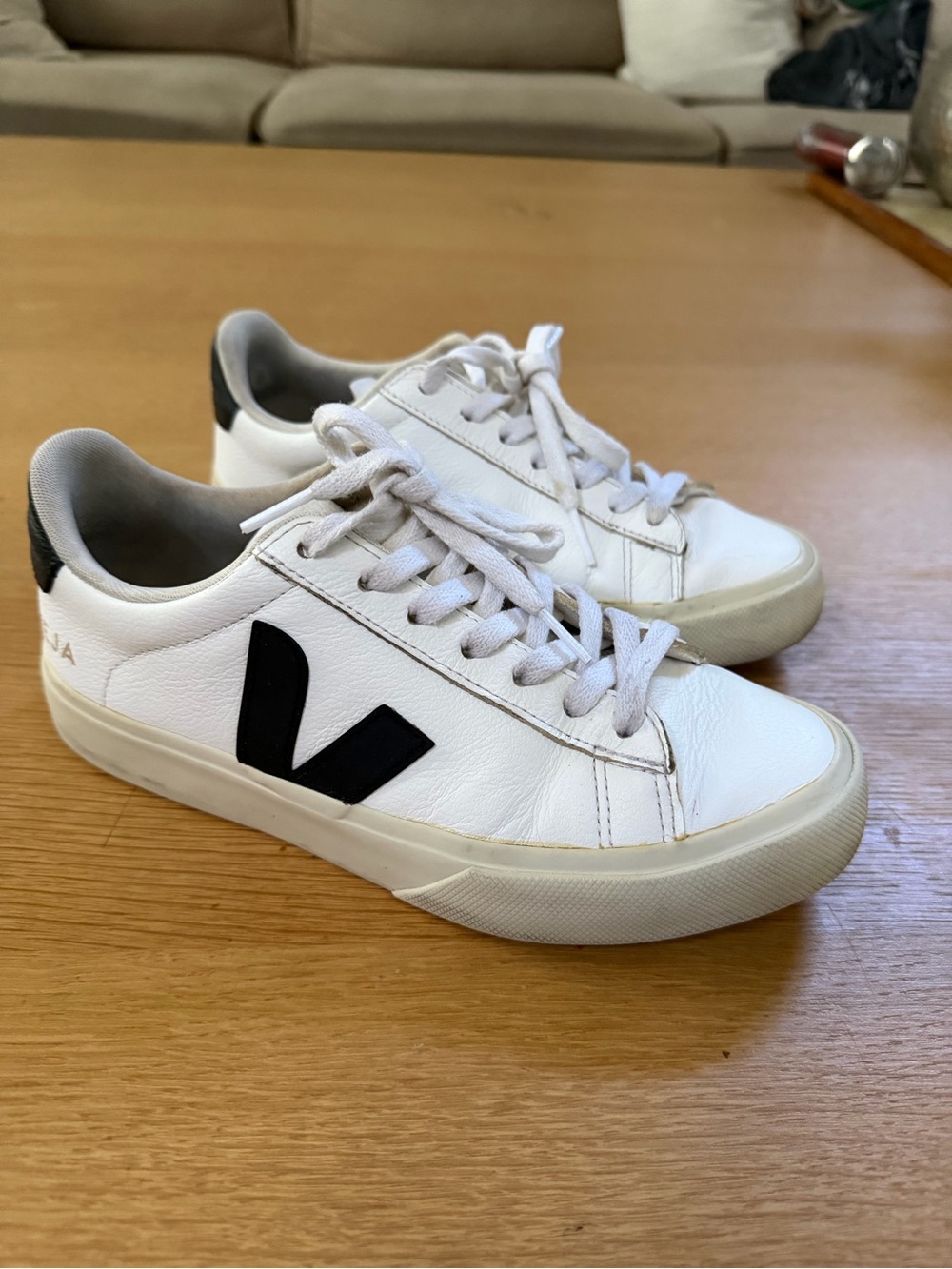 Veja Esplar Womens Sz 37 6 White Black Athletic Casual Leather Sneakers Preppy
